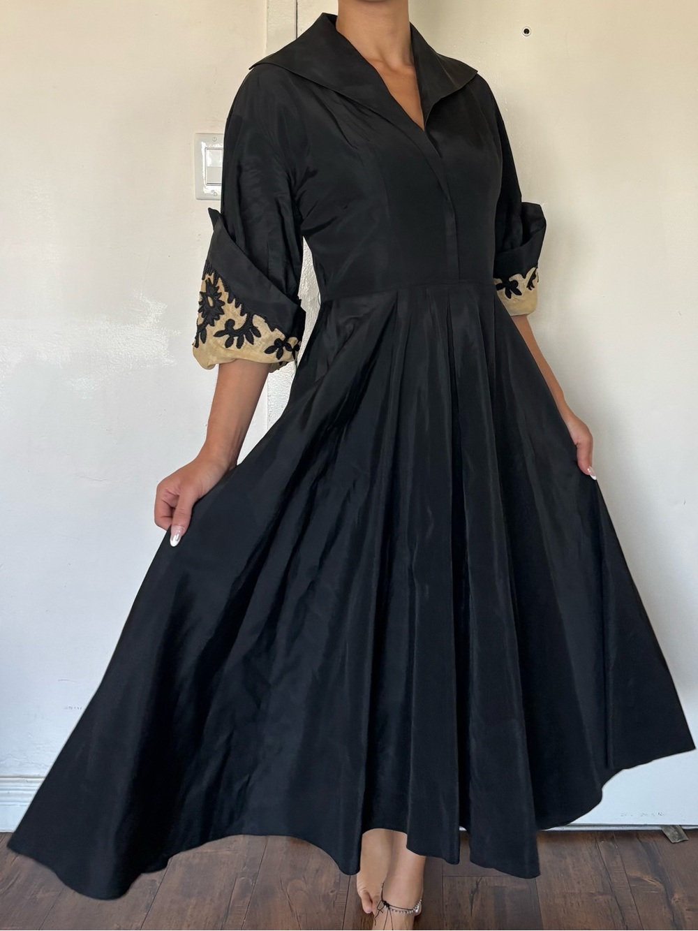 1950s Taffeta Shirt Dress